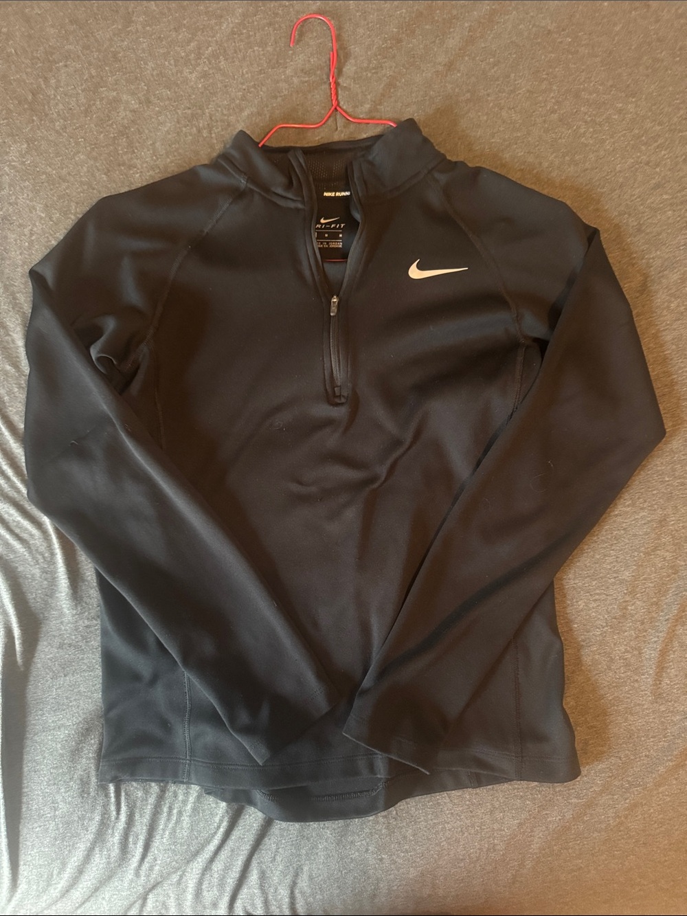 Nike Black Half-Zip Athletic Pullover with White Swoosh